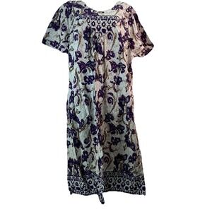 Lounges Womens L House Dress Lounge‎ Wear Cotton Floral Beach Purple Art To Wear